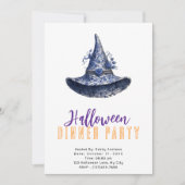 Blauwe en witte heksen Pet Halloween Diner Party Kaart (Voorkant)