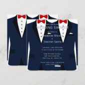 Blauwe en witte homo-weduwingsuitnodigingen kaart (Voorkant / Achterkant)