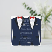 Blauwe en witte homo-weduwingsuitnodigingen kaart (Staand voorkant)