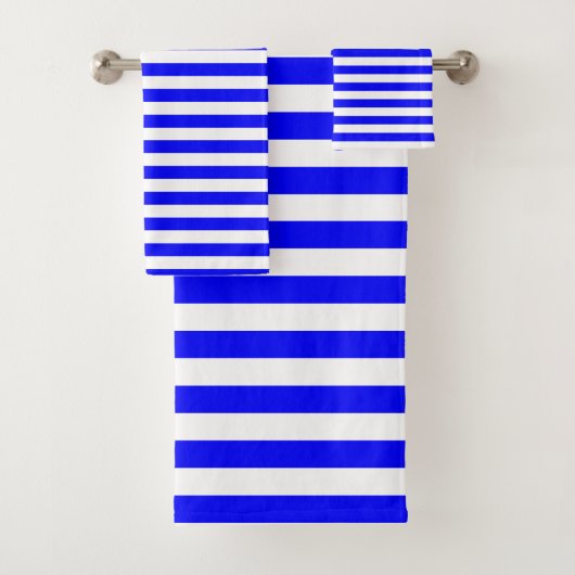 Blauwe en witte horizontale stripset voor handdoek (Insitu)