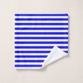 Blauwe en witte horizontale stripset voor handdoek (Wasdoekje)