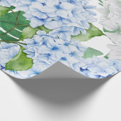 Blauwe en witte hortensia cadeaupapier (Hoek)