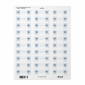 Blauwe en Witte Hortensia's op Strepen Monogram Etiket (Full Sheet)