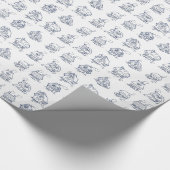 Blauwe en witte huizen geïllustreerd patroon cadeaupapier (Hoek)