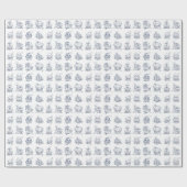 Blauwe en witte huizen geïllustreerd patroon cadeaupapier (Vlak)