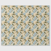 Blauwe en witte Hydrangea bloemen, en groene blade Cadeaupapier (Vlak)