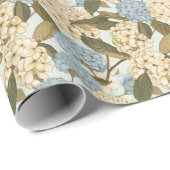 Blauwe en witte Hydrangea bloemen, en groene blade Cadeaupapier (Rol Hoek)