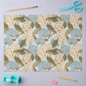 Blauwe en witte Hydrangea bloemen, en groene blade Tissuepapier (Craft)