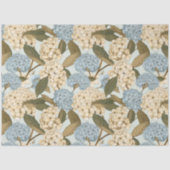 Blauwe en witte Hydrangea bloemen, en groene blade Tissuepapier (Voorkant)