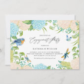 Blauwe en witte hydrangeas Botanisch Verloving Kaart (Voorkant)