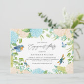 Blauwe en witte hydrangeas Botanisch Verloving Kaart (Staand voorkant)