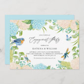 Blauwe en witte hydrangeas Botanisch Verloving Kaart (Voorkant / Achterkant)