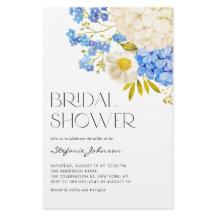 Blauwe en witte hydrangeas Bridal Shower Invitatio