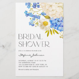Blauwe en witte hydrangeas Bridal Shower Invitatio
