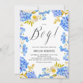 Blauwe en witte hydrangeas Het is een Jongen Baby Kaart (Voorkant)