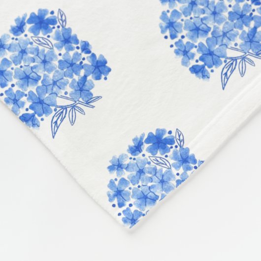 Blauwe en witte hydrangeenpatroon Blanket Fleece Deken (Hoek)
