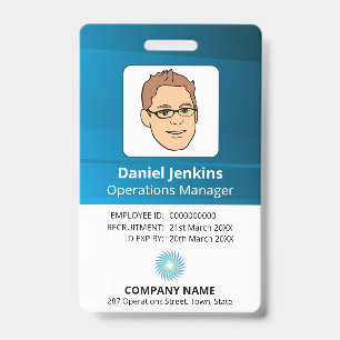 Blauwe en witte identiteitskaart van de Werknemer Badge