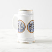 Blauwe en witte ijswolven die uit eten willen kome bierpul (Voorkant links)