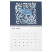 Blauwe en witte indigobosdieren kalender (Mar 2027)