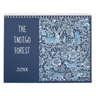 Blauwe en witte indigobosdieren kalender