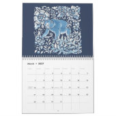 Blauwe en witte indigobosdieren kalender (Mar 2027)