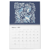 Blauwe en witte indigobosdieren kalender (Feb 2027)
