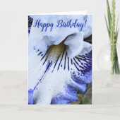 Blauwe en witte Iris Bloemen Verjaardag Kaart (Voorkant)