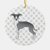 Blauwe en witte Italiaanse dolfijnen met poten Keramisch Ornament (Voorkant)