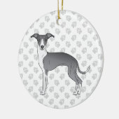 Blauwe en witte Italiaanse dolfijnen met poten Keramisch Ornament (Links)