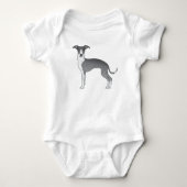 Blauwe en witte Italiaanse Greyhound Cute Dog Romper (Voorkant)