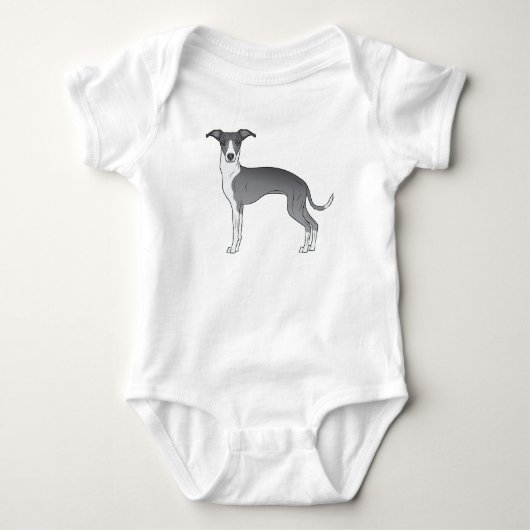 Blauwe en witte Italiaanse Greyhound Cute Dog Romper (Voorkant)