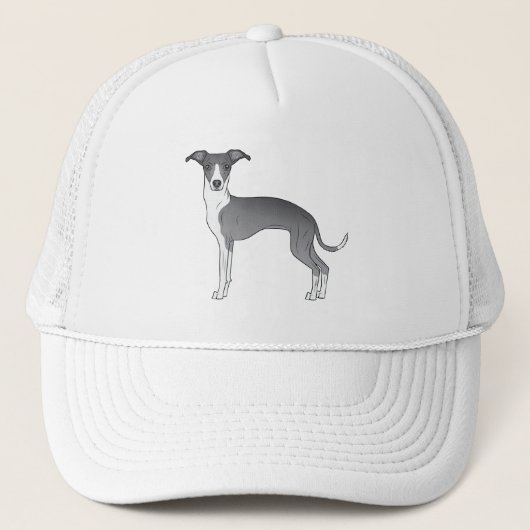 Blauwe en witte Italiaanse Greyhound Cute Dog Trucker Pet (Voorkant)