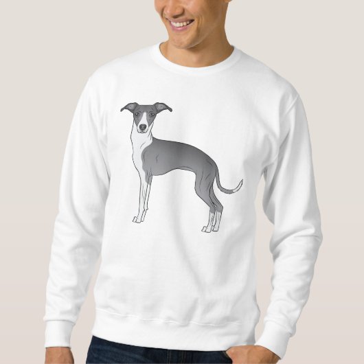 Blauwe en witte Italiaanse Greyhound Cute Dog Trui (Voorkant)