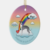 Blauwe en witte Italiaanse groene regenboogherdenk Keramisch Ornament (Rechts)