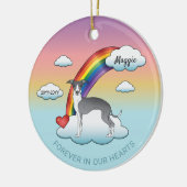 Blauwe en witte Italiaanse groene regenboogherdenk Keramisch Ornament (Links)