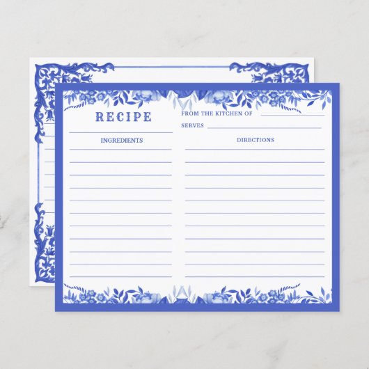 Blauwe en witte Kaart (Voorkant / Achterkant)