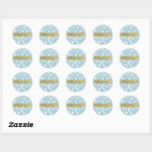 Blauwe en witte katheter Leopard Animal Print Part Ronde Sticker (Vel)