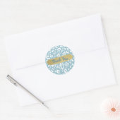 Blauwe en witte katheter Leopard Animal Print Part Ronde Sticker (Envelop)