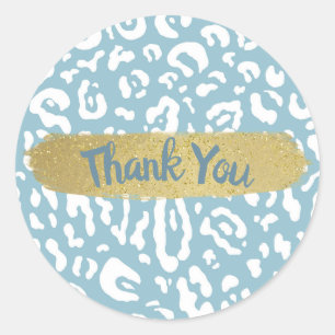 Blauwe en witte katheter Leopard Animal Print Part Ronde Sticker