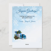 Blauwe en witte kerst 5 Foto's Feestdagenkaart (Achterkant)