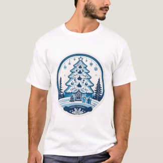 Blauwe en witte kerst t-shirt