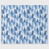 Blauwe en witte kerstbomen cadeaupapier (Vlak)