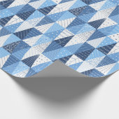 Blauwe en witte kerstbomen cadeaupapier (Hoek)