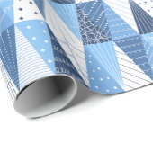 Blauwe en witte kerstbomen cadeaupapier (Rol Hoek)