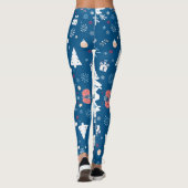 Blauwe en witte kerstbomen en sneeuwvlokken leggings (Achterkant)