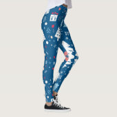 Blauwe en witte kerstbomen en sneeuwvlokken leggings (Rechts)