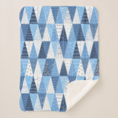 Blauwe en witte kerstbomen sherpa deken (Voorkant)