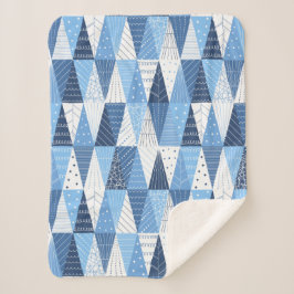 Blauwe en witte kerstbomen sherpa deken