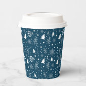Blauwe en witte kerstbomen, Snowflakes Holiday Papieren Bekers (Links)