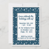 Blauwe en witte kerstbomen, Snowflakes Party Kaart (Voorkant)
